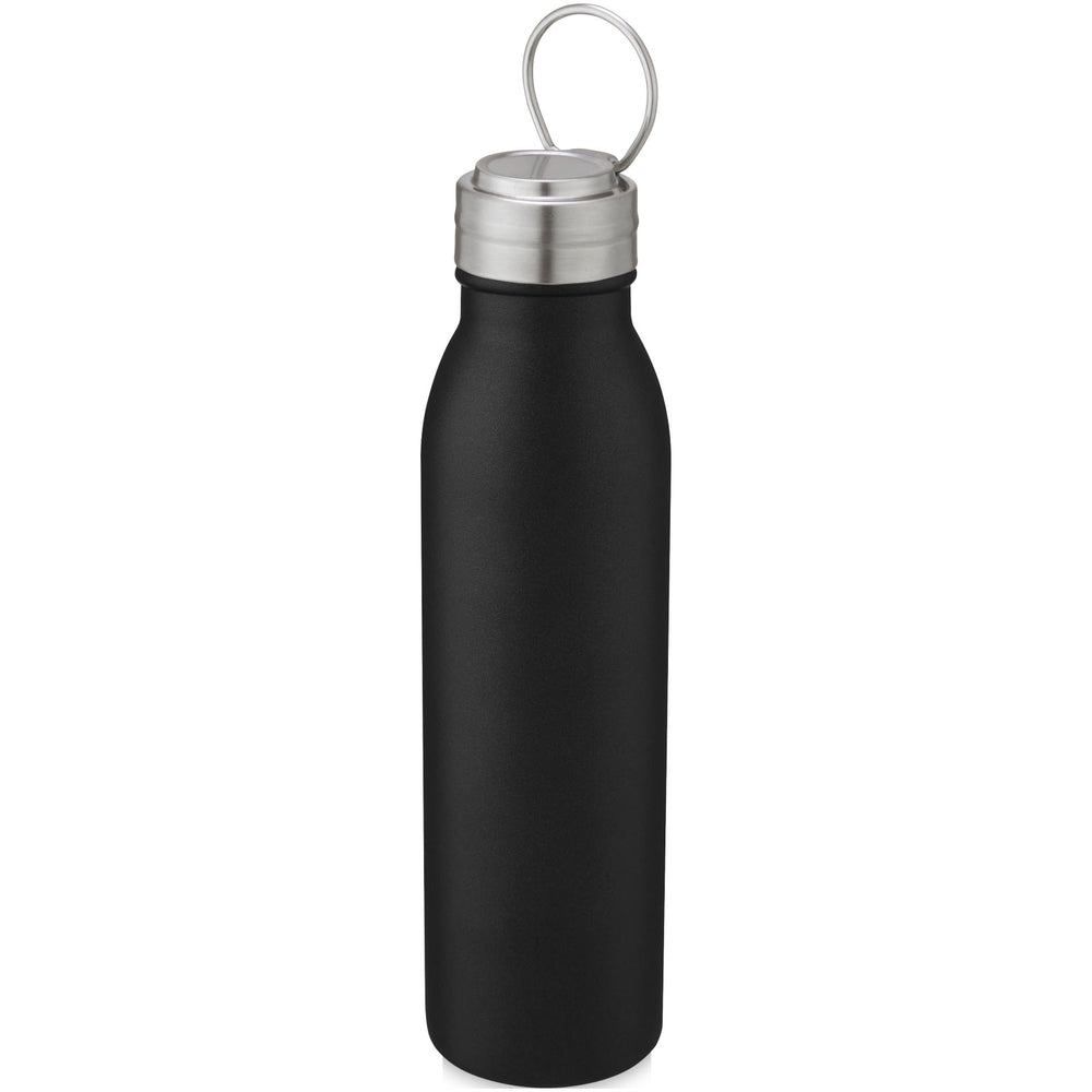 Branded Harper 700 ml stainless steel water bottle with metal loop