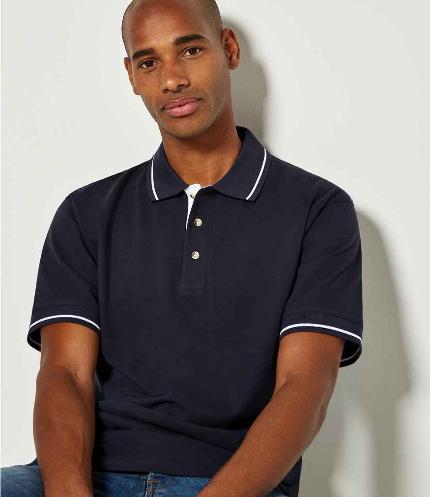 Kustom Kit St Mellion Tipped Cotton Piqué Polo Shirt Navy/White