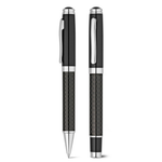 Chess Carbon Fibre Rollerball and Ball Pen Set Black