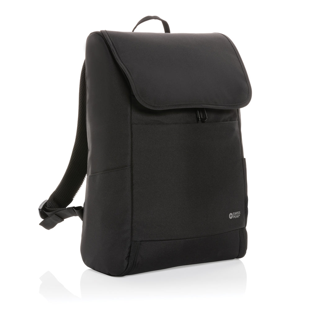 Branded Swiss Peak Fern AWARE™ RPET all over zipper 15.6" backpack