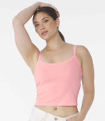 Bella Ladies Micro Rib Spaghetti Strap Tank Top Solid Pink Blend