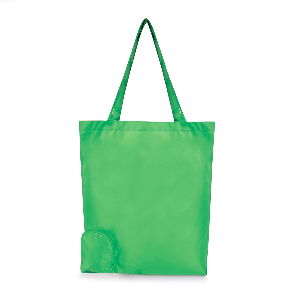 foldable shopping bag. Zippered closure. Plastic Carabiner Hook
