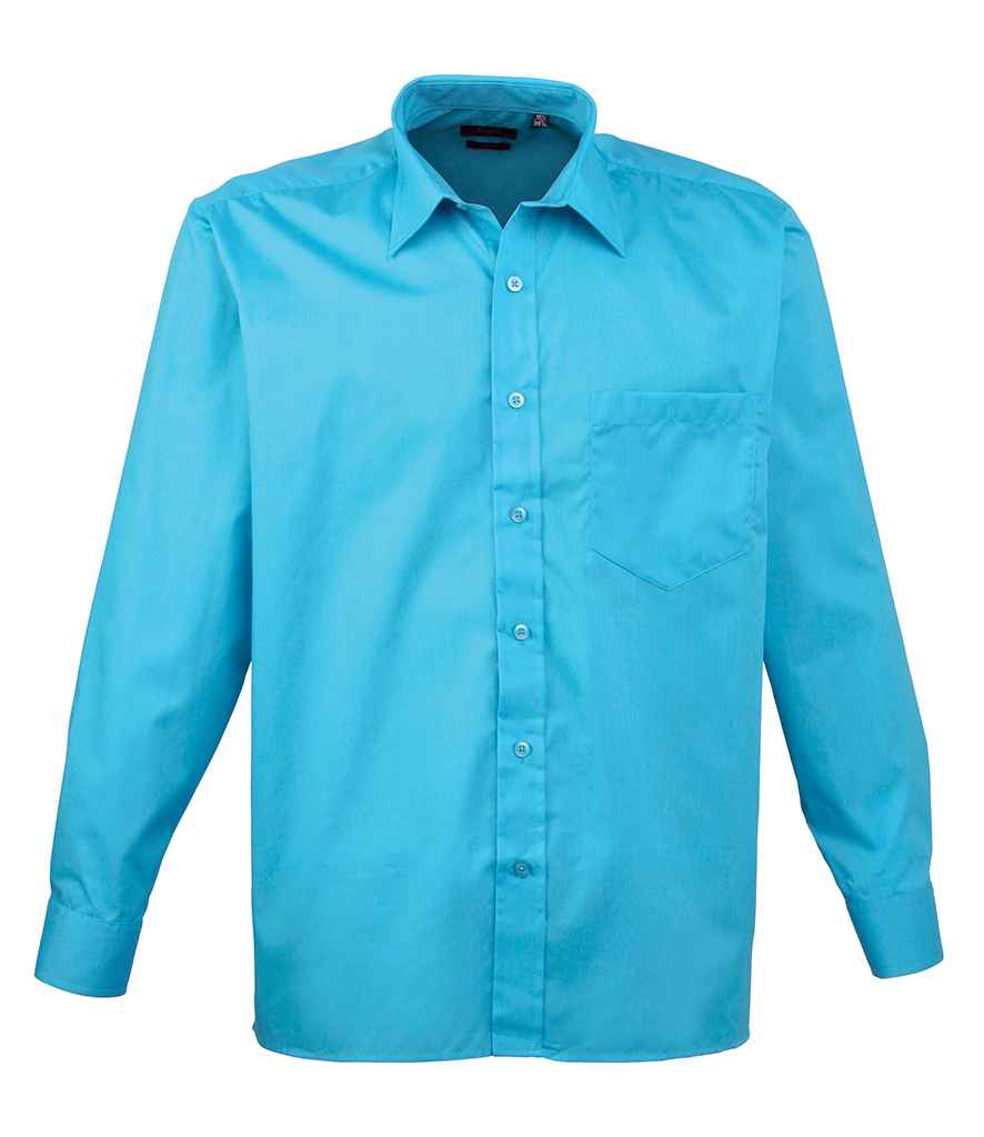 Premier Long Sleeve Poplin Shirt Turquoise Blue