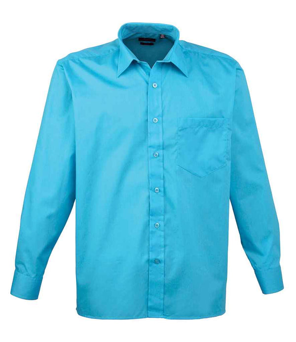 Premier Long Sleeve Poplin Shirt Turquoise Blue