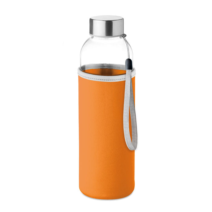 Glass bottle in pouch 500ml Orange