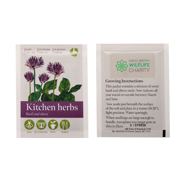 Seed Packet with Sticker to back Kitchen Herbs Mix