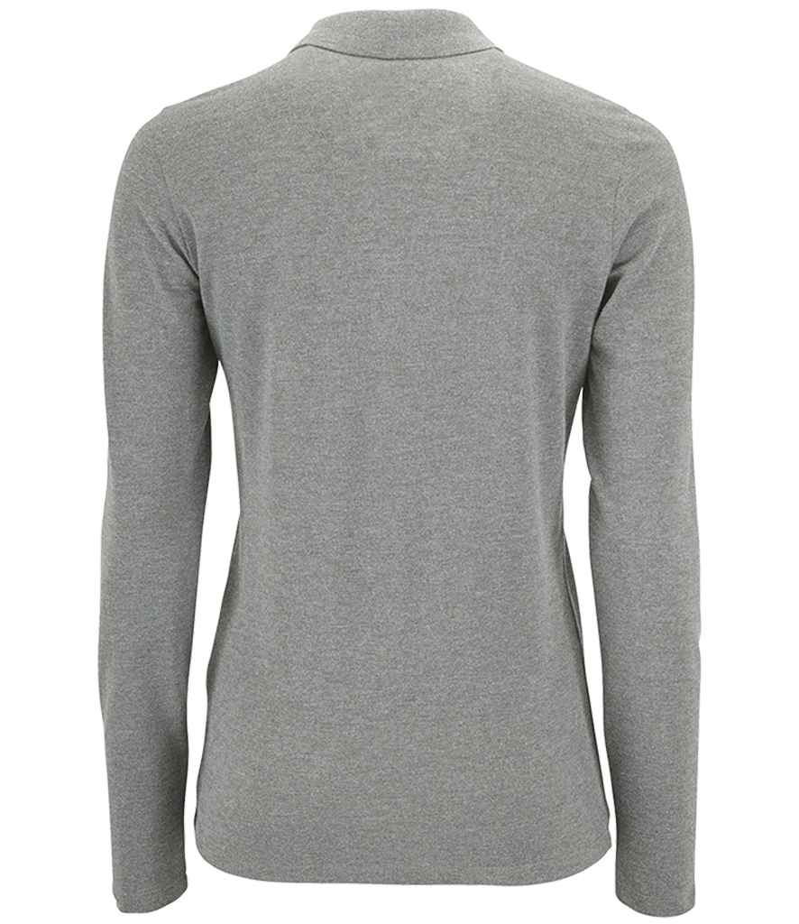 SOL'S Ladies Perfect Long Sleeve Piqué Polo Shirt Grey Marl