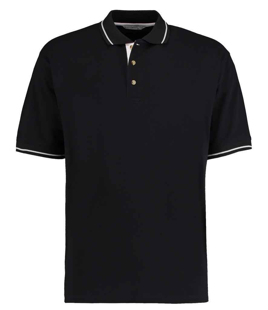 Kustom Kit St Mellion Tipped Cotton Piqué Polo Shirt Black/White