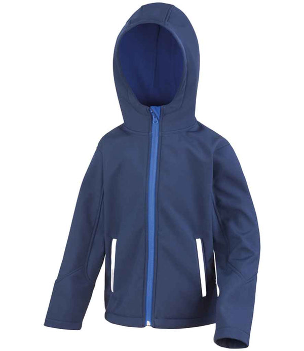 Result Core Kids TX Performance Hooded Soft Shell Jacket Navy/Royal Blue