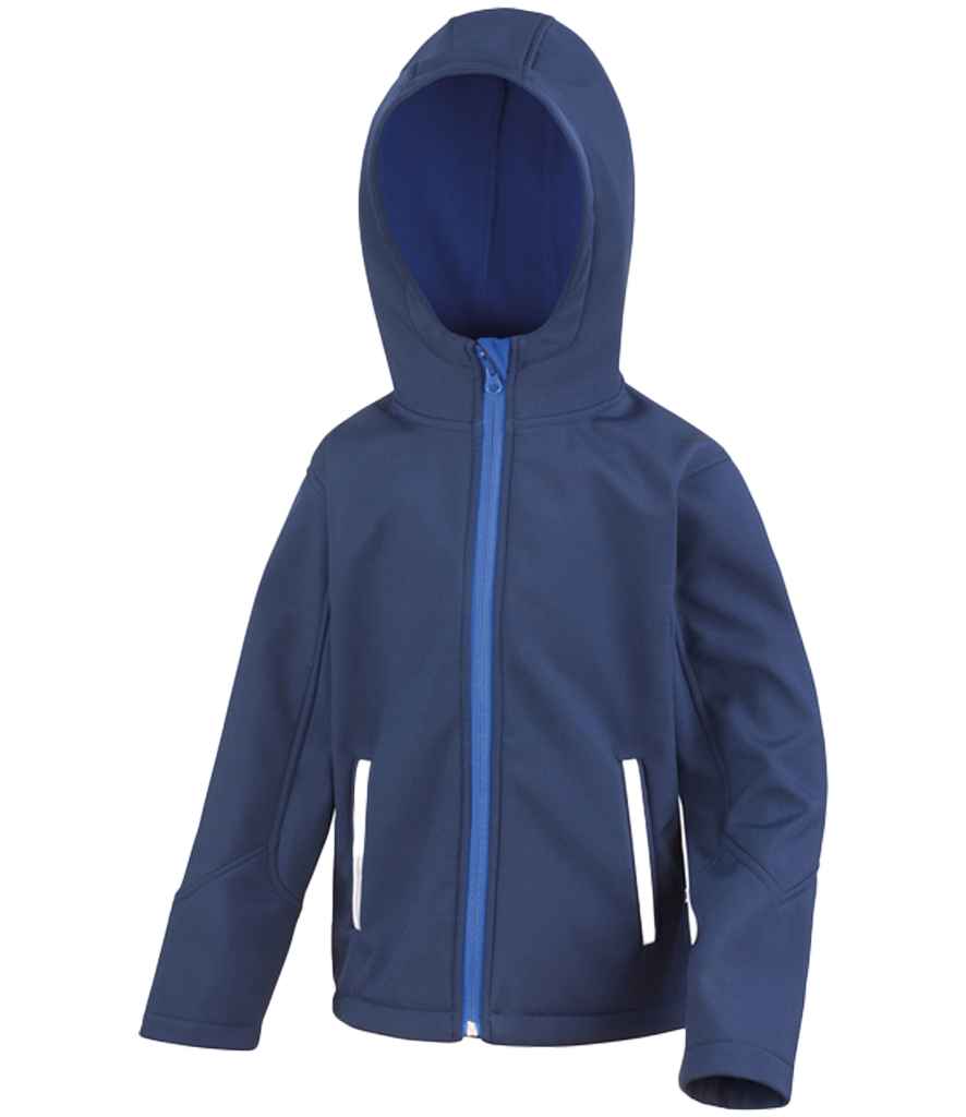 Result Core Kids TX Performance Hooded Soft Shell Jacket Navy/Royal Blue