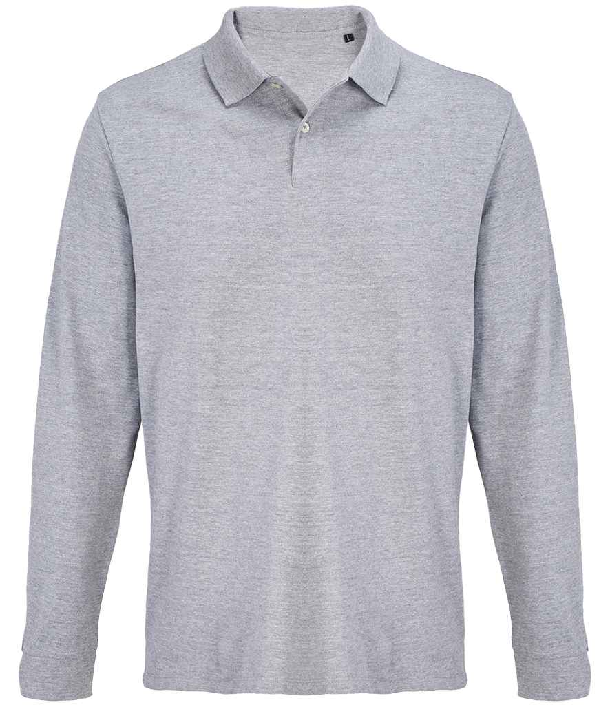 SOL'S Unisex Pacific Long Sleeve Piqué Polo Shirt Grey Marl