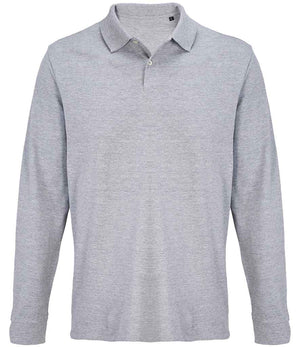 SOL'S Unisex Pacific Long Sleeve Piqué Polo Shirt Grey Marl
