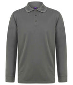 Henbury Unisex Long Sleeve Coolplus® Piqué Polo Shirt Charcoal