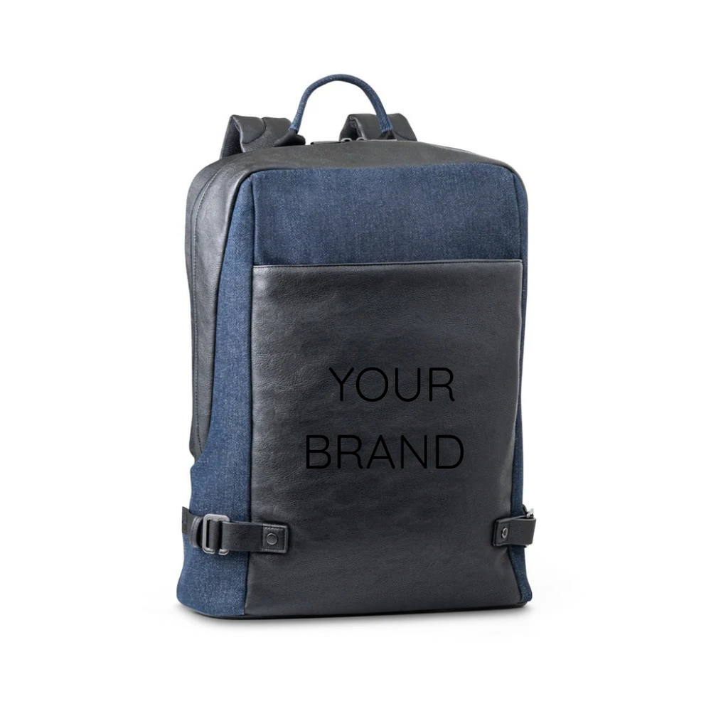DIVERGENT BACKPACK I. 15'6" Laptop backpack in denim and PU