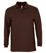SOL'S Winter II Long Sleeve Cotton Piqué Polo Shirt Chocolate