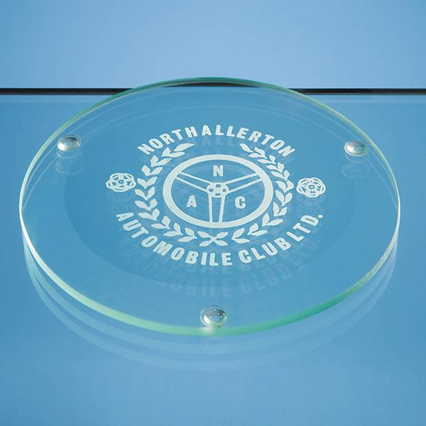 Branded 10cm Jade Glass Round Coaster