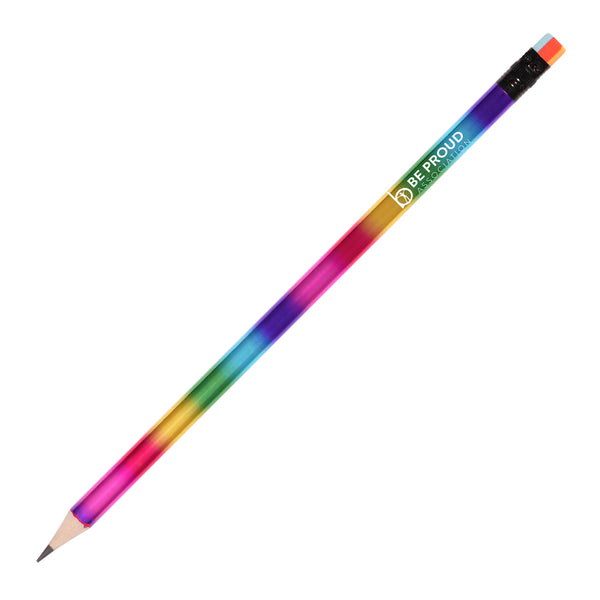 Branded RAINBOW Coloured sharpened Pencil RAINBOW rubber tipped
