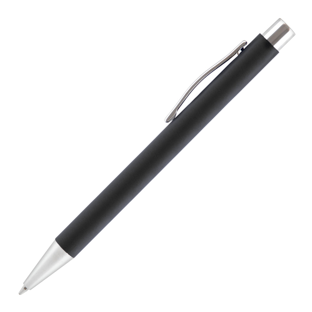 Branded TRAVIS SOFT FEEL ball pen with chrome trim
