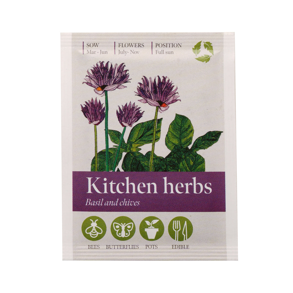 Seed Packet with Sticker to back Kitchen Herbs Mix