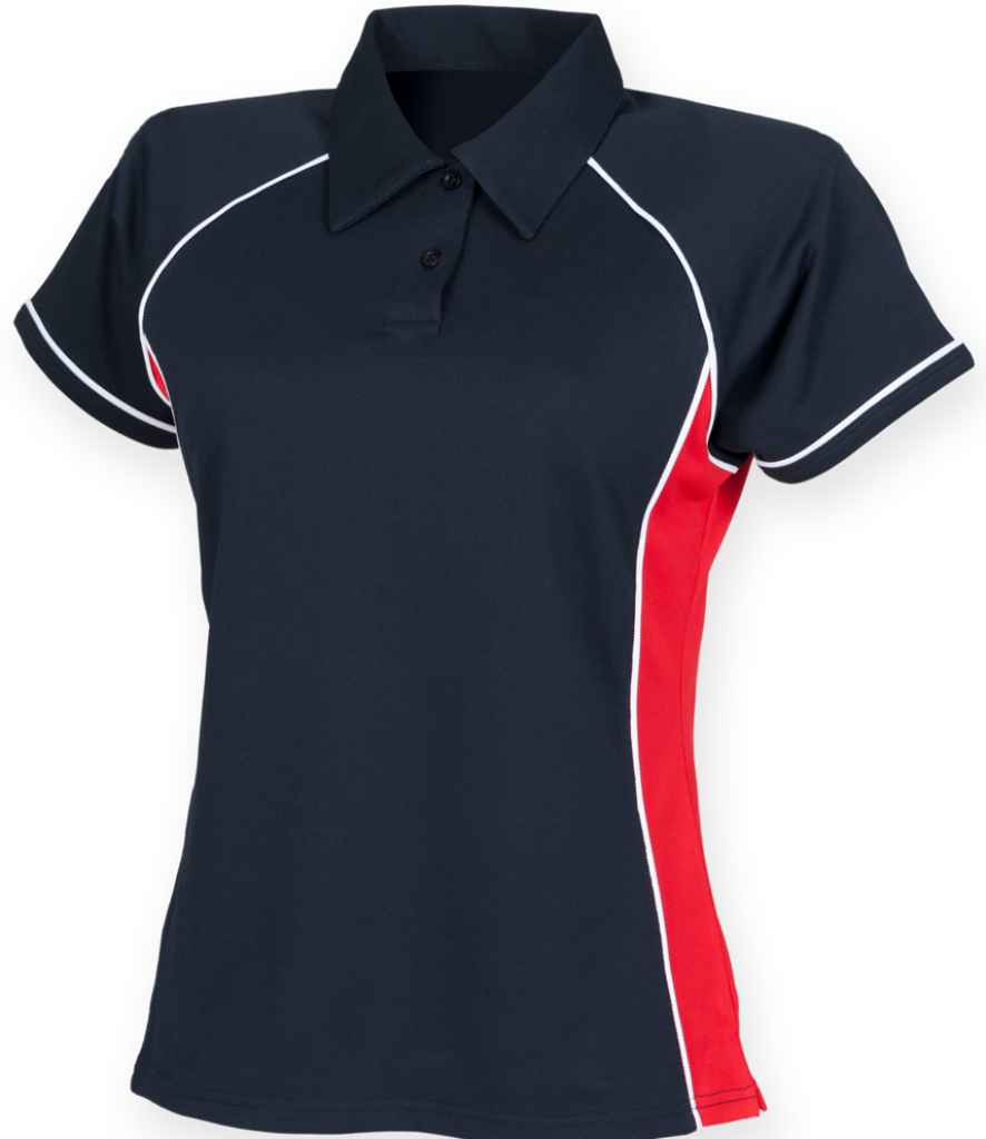Finden + Hales Ladies Performance Piped Polo Shirt Navy/Red/White
