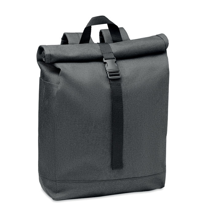 Branded 600D RPET 2 tone roll top backpack