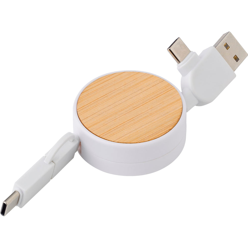 Branded Briggeford Bamboo extendable charging cable