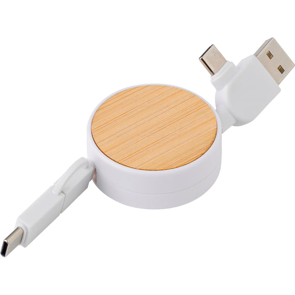 Branded Briggeford Bamboo extendable charging cable