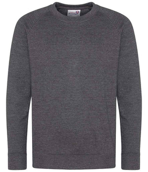 AWDis Academy Kids Raglan Sweatshirt Charcoal