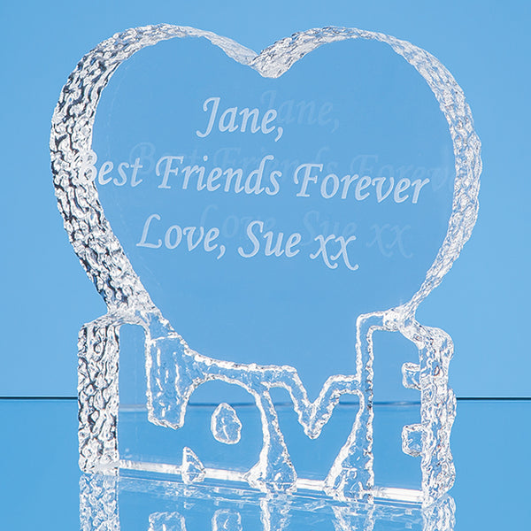 Branded 10cm Optical Crystal 'Love' Heart Paperweight