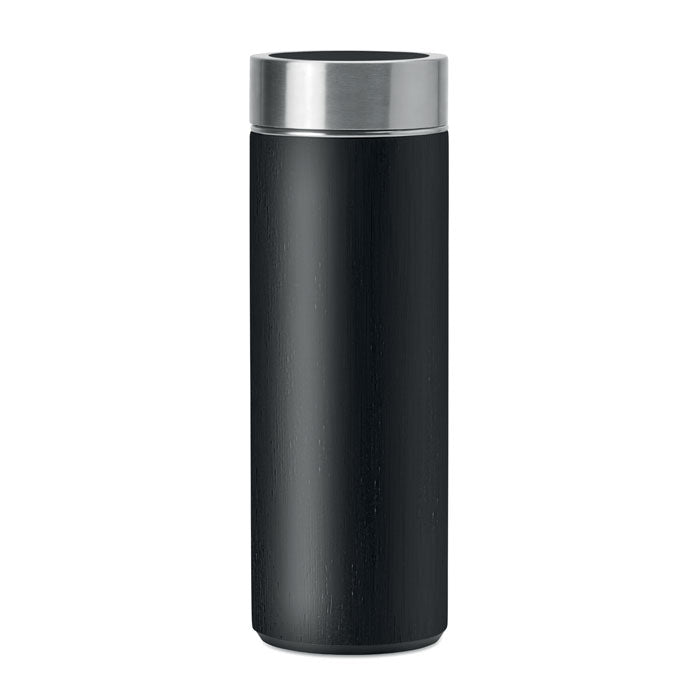 Branded Double wall bamboo flask with tea infuser 400ml