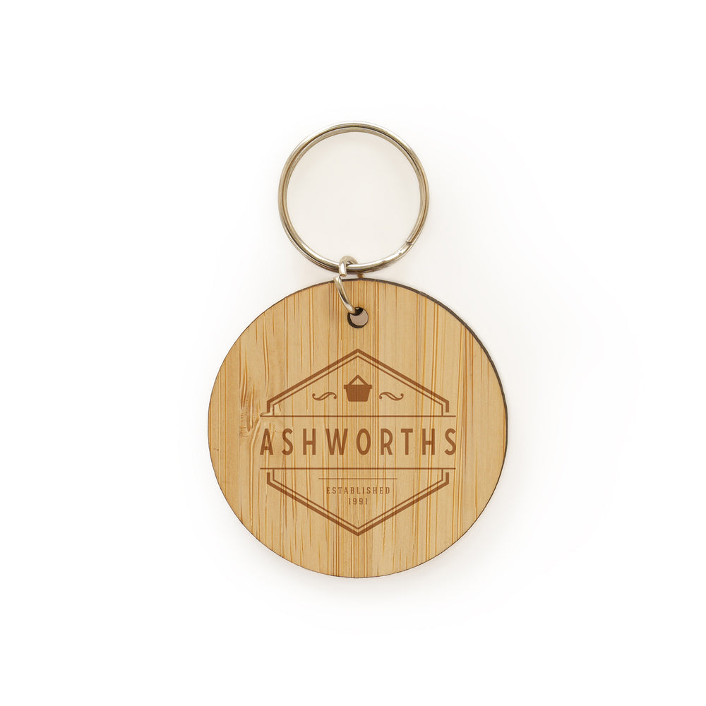 Branded Hove Round Wooden Keyring