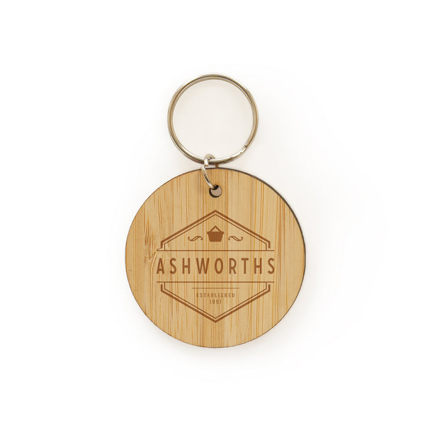 Branded Hove Round Wooden Keyring
