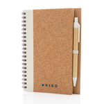 Cork spiral notebook with pen