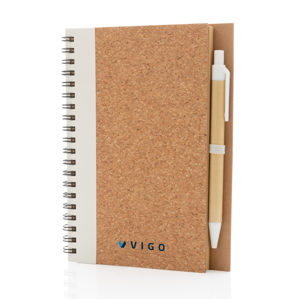 Cork spiral notebook with pen