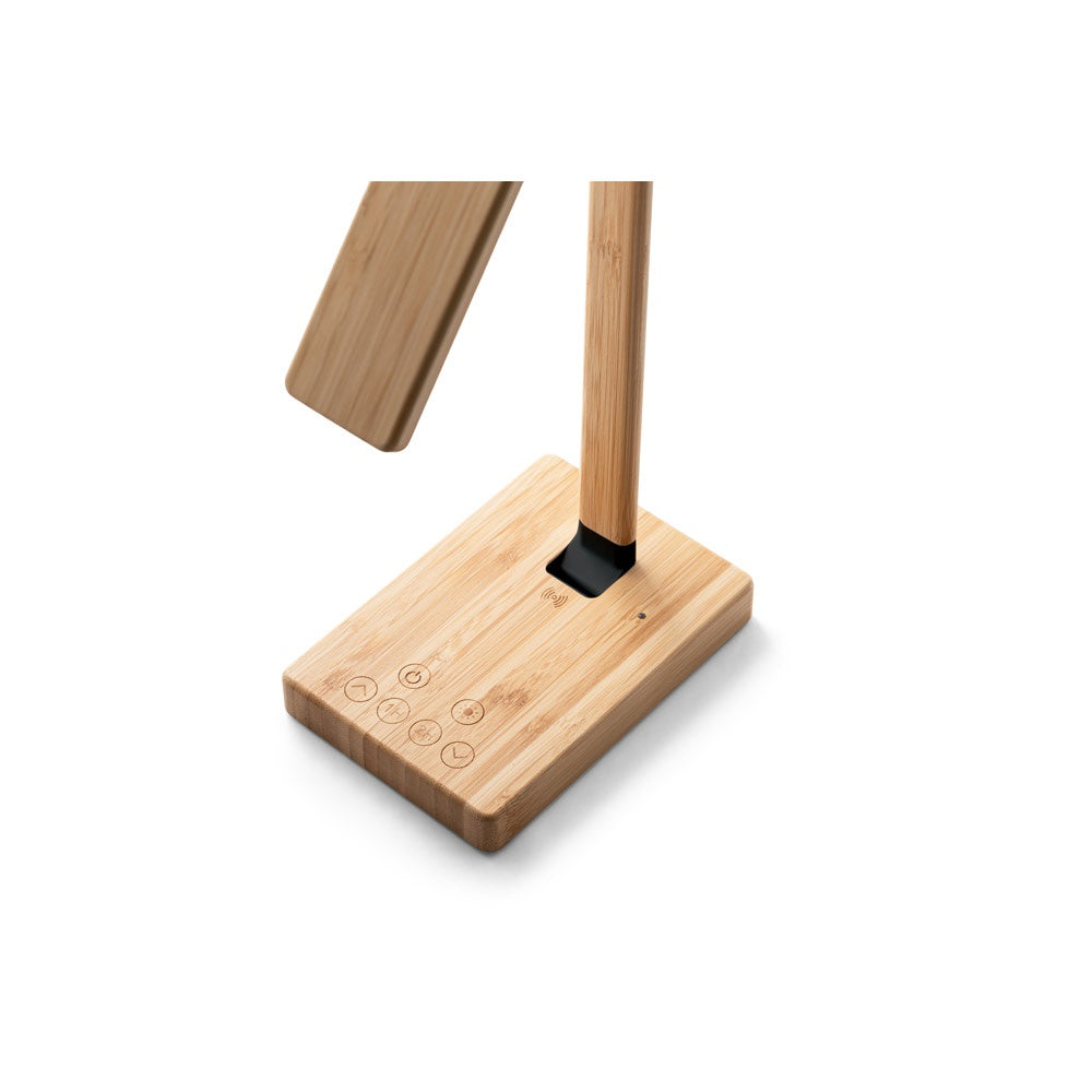 MOREY. Bamboo folding table lamp with wireless charger