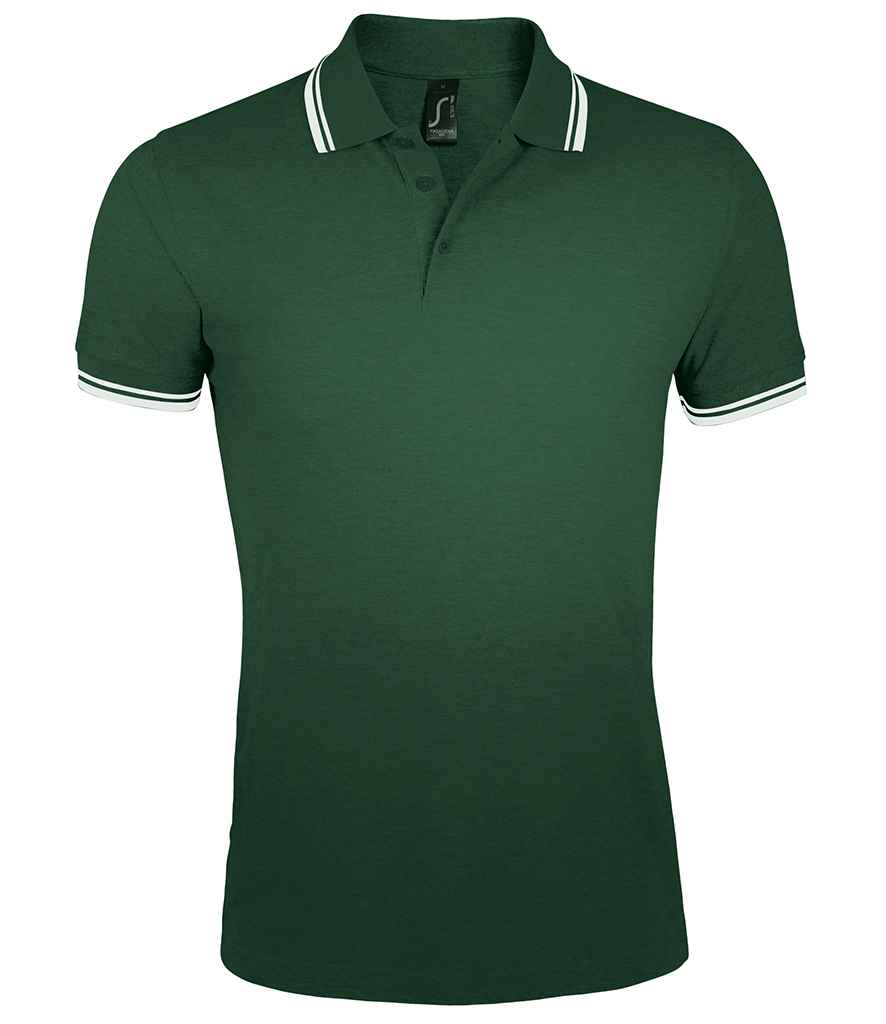 SOL'S Pasadena Tipped Cotton Piqué Polo Shirt Forest Green/White