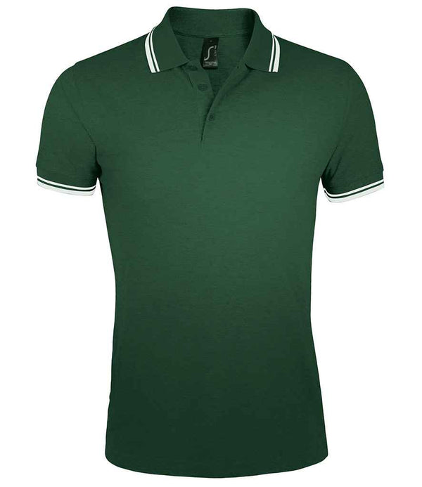 SOL'S Pasadena Tipped Cotton Piqué Polo Shirt Forest Green/White