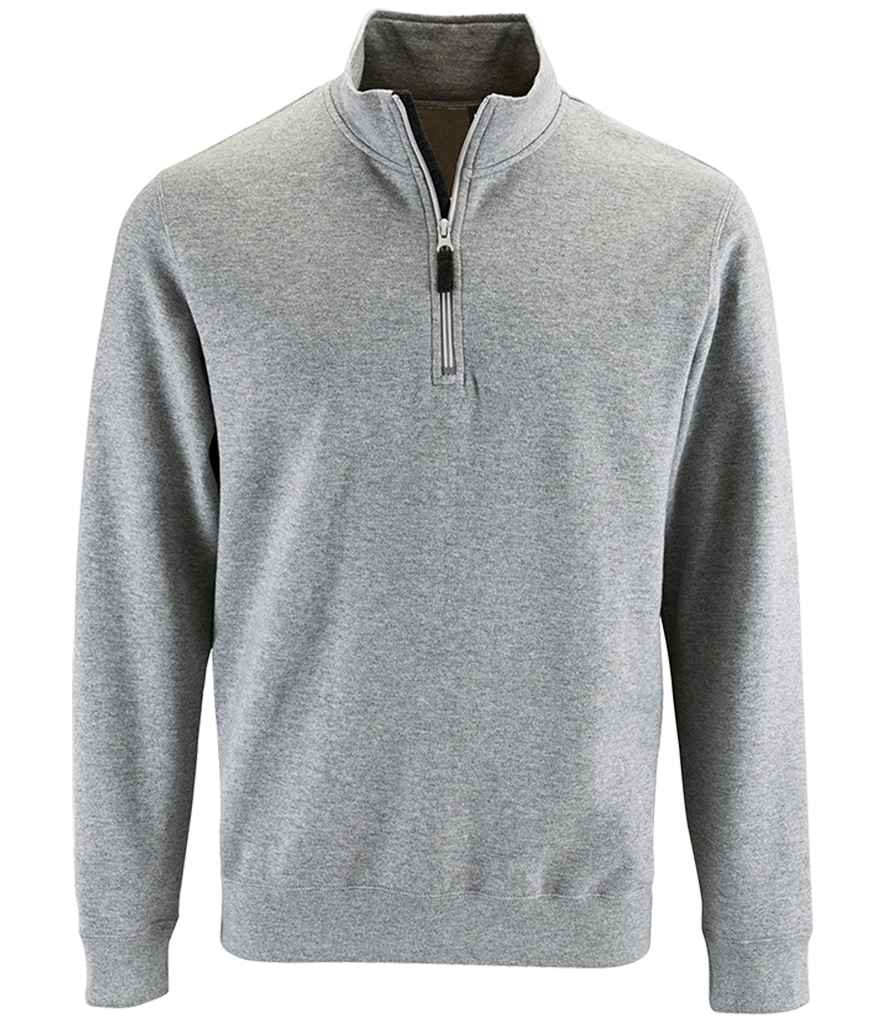 SOL'S Stan Contrast Zip Neck Sweatshirt Grey Marl