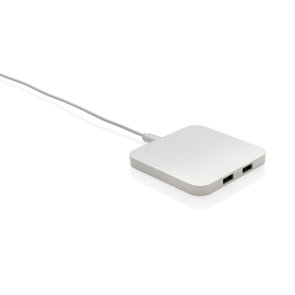 Branded RCS recycled plastic 10W Wireless charger with USB Ports