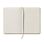 Branded A5 recycled notebook 80 lined with elastic strap