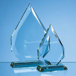 Branded 23cm x 16cm x 19mm Jade Glass Facetted Diamond Peak Award