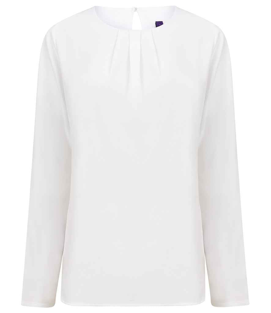 Branded Henbury Ladies Pleat Front Long Sleeve Blouse