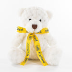 Bow Bear I 15cm Waffle Bear, White