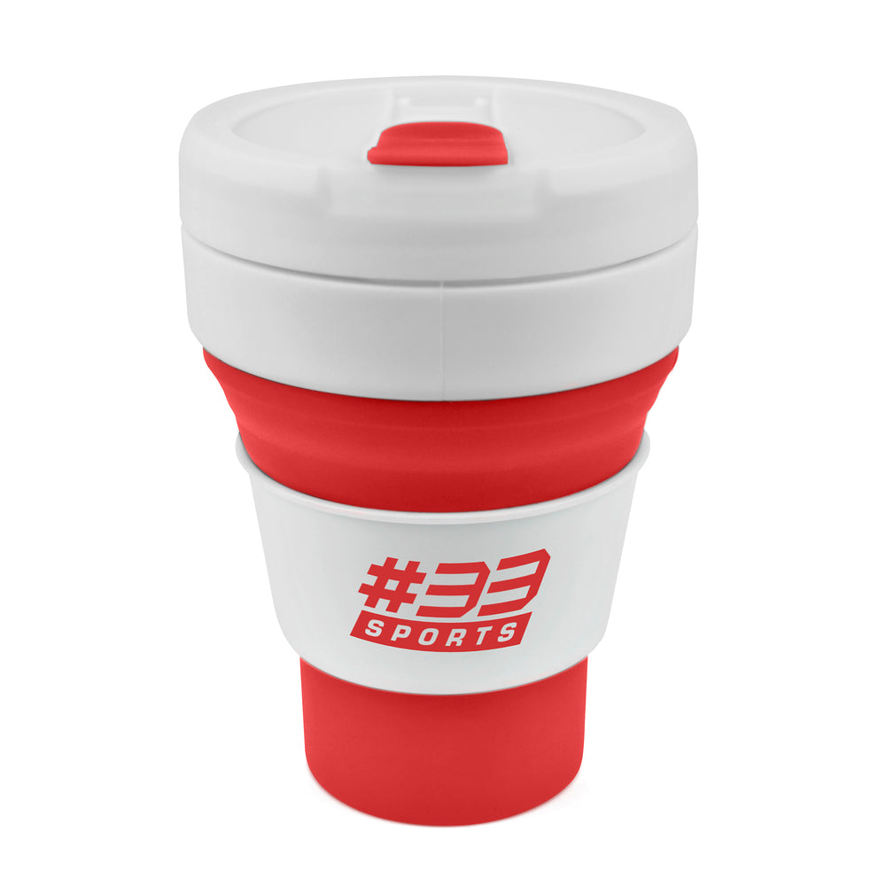 Branded Pocket Cup 355ml collapsible silicone body cup
