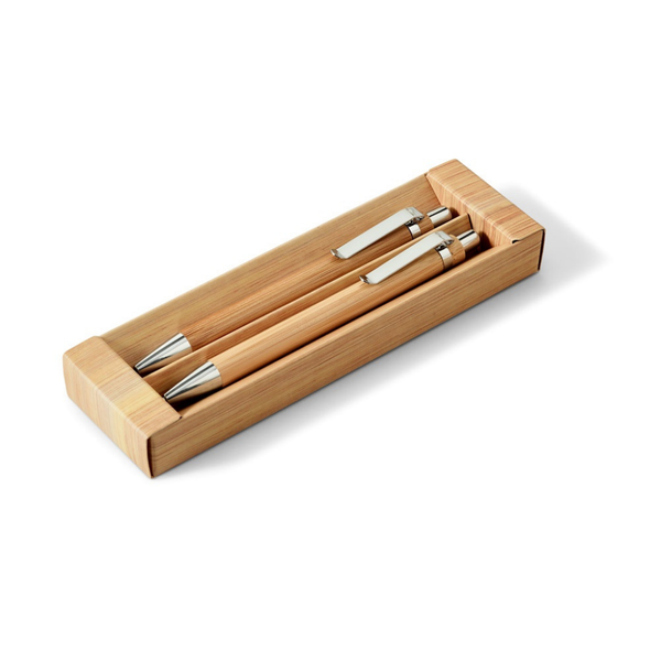 Greeny Bamboo Ball Pen and Pencil Set