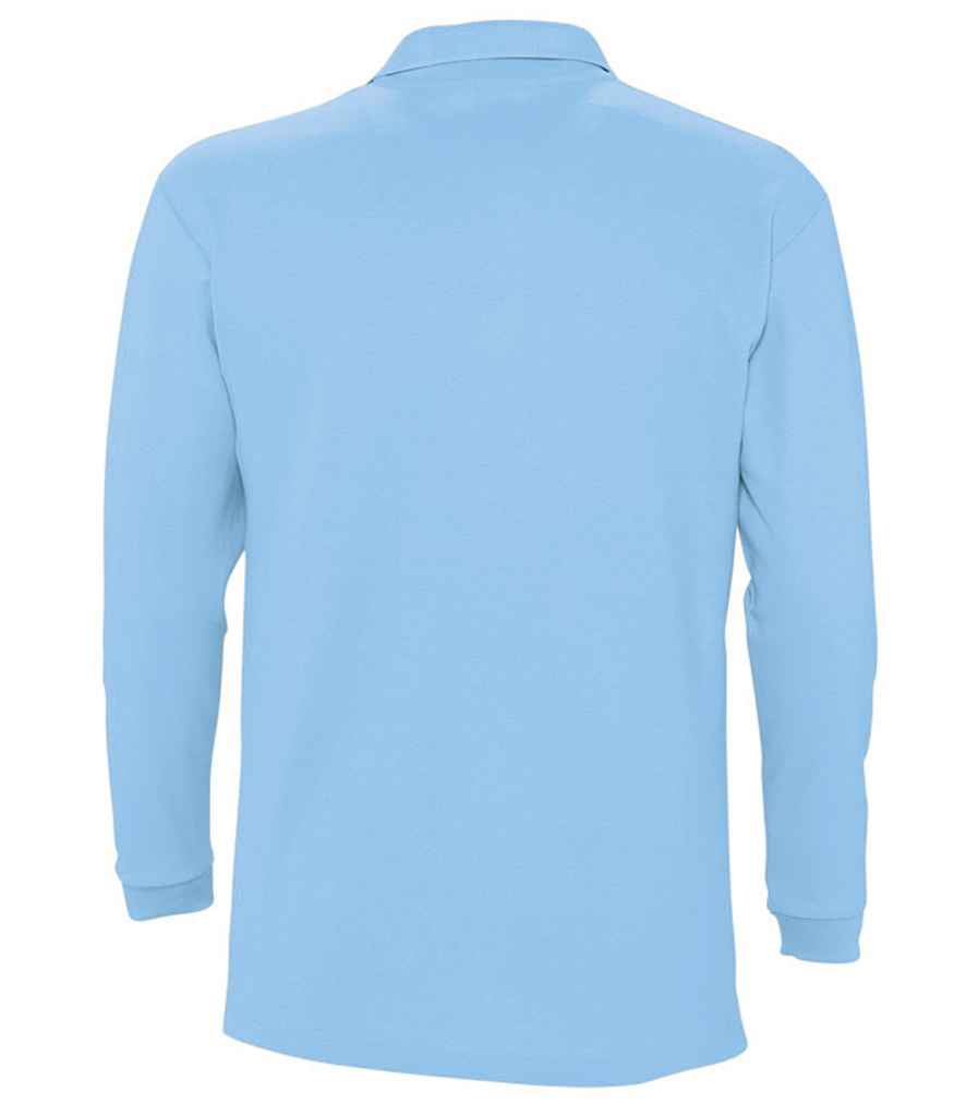 SOL'S Winter II Long Sleeve Cotton Piqué Polo Shirt Sky Blue