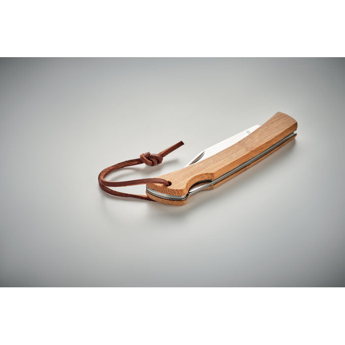 Branded Foldable knife in bamboo