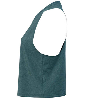 Bella Ladies Racer Back Cropped Tank Top Heather Deep Teal