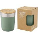 Branded Lagan 300 ml copper vacuum insulated stainless steel tumbler with bamboo lid