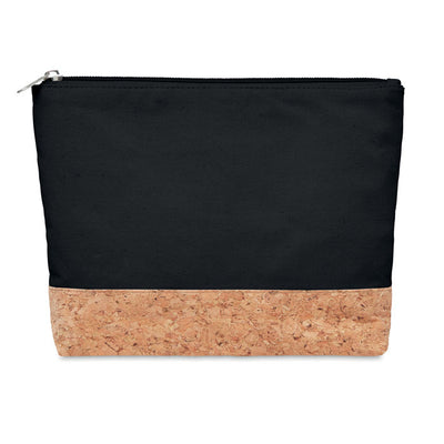 Branded Cork & cotton cosmetic bag